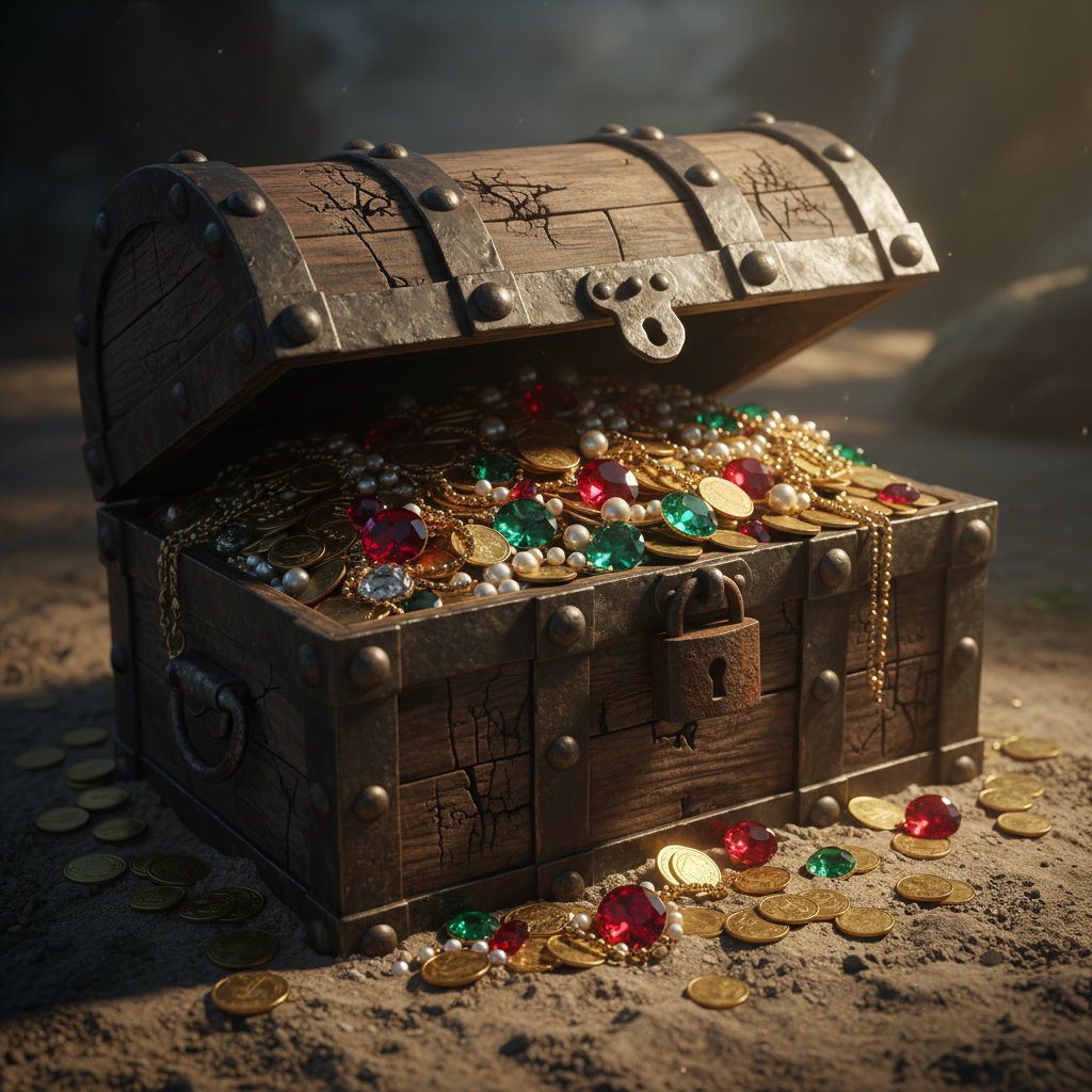 Realistic Vintage Pirates Treasure Chest
